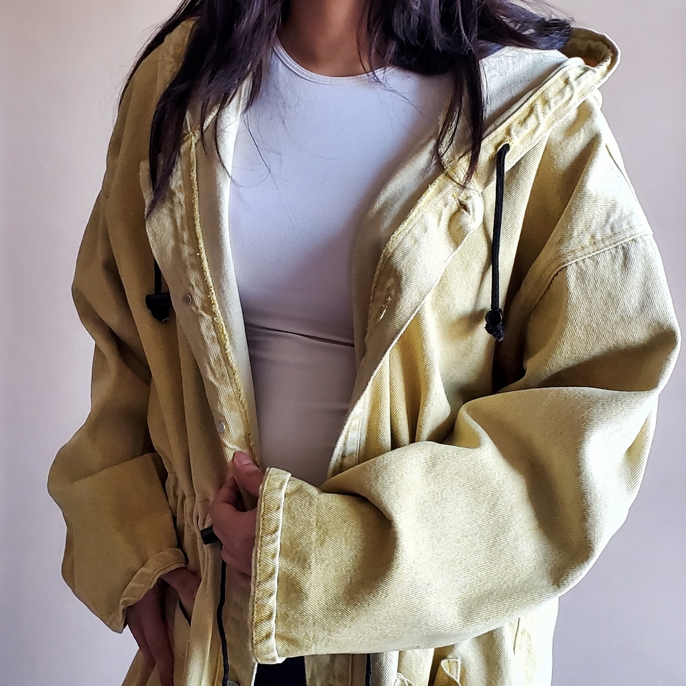 Vintage CORNICHE Yellow Denim Hoodie Jacket